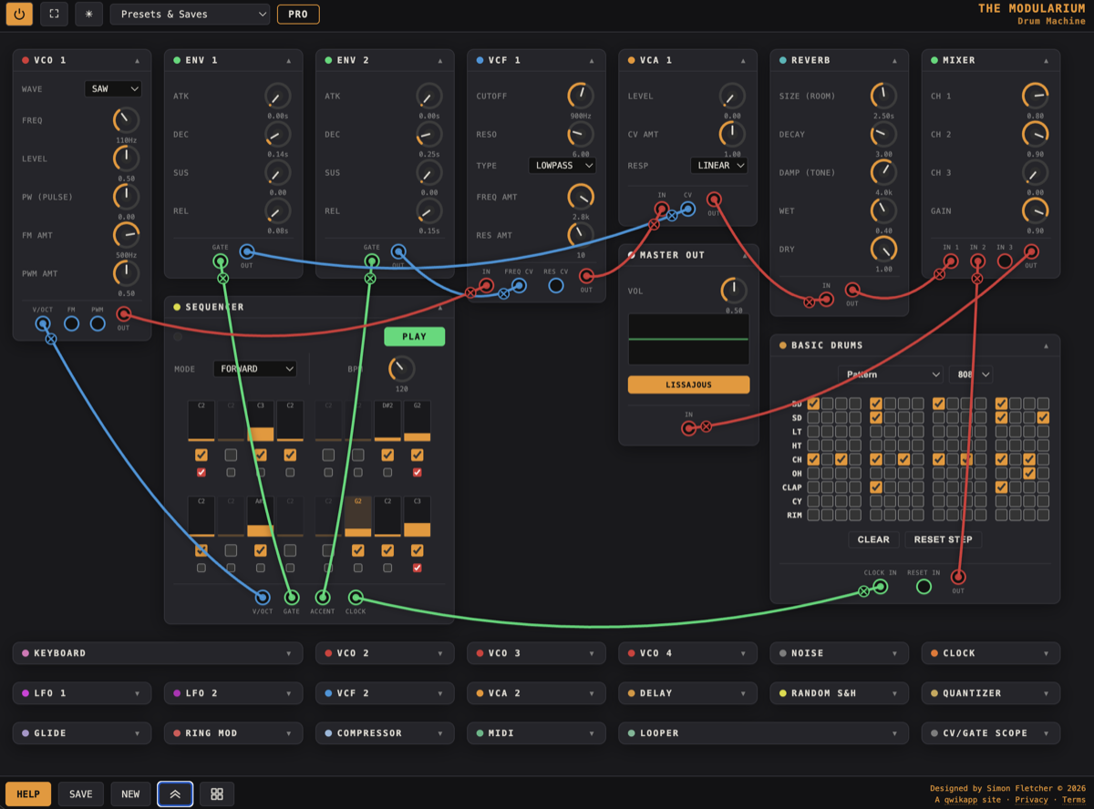 10 track, 16 step drum machine in The Modularium