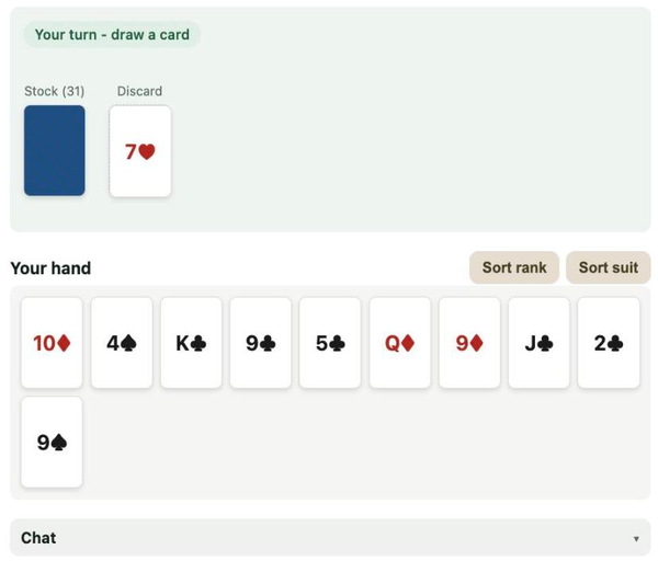 2 Player Gin Rummy gameplay