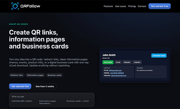QRFollow – QR code link management platform
